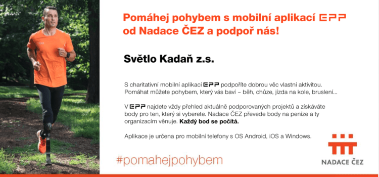 Pomáhej pohybem s mobilní aplikací EPP od Nadace ČEZ a podpoř nás!