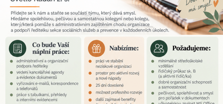 Hledáme asistentku pro naší ředitelku!